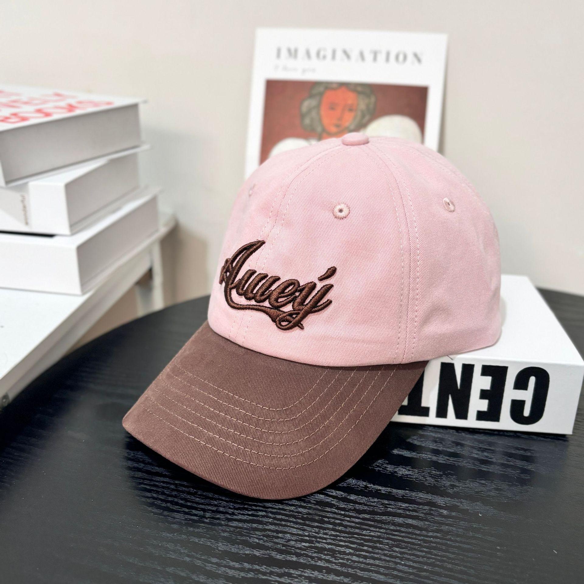 

Весна и лето новая бейсболка с вышитыми буквами женская пара универсальная двухцветная модная кепка с козырьком от солнца утиный язычок прилив M（56-58cm）