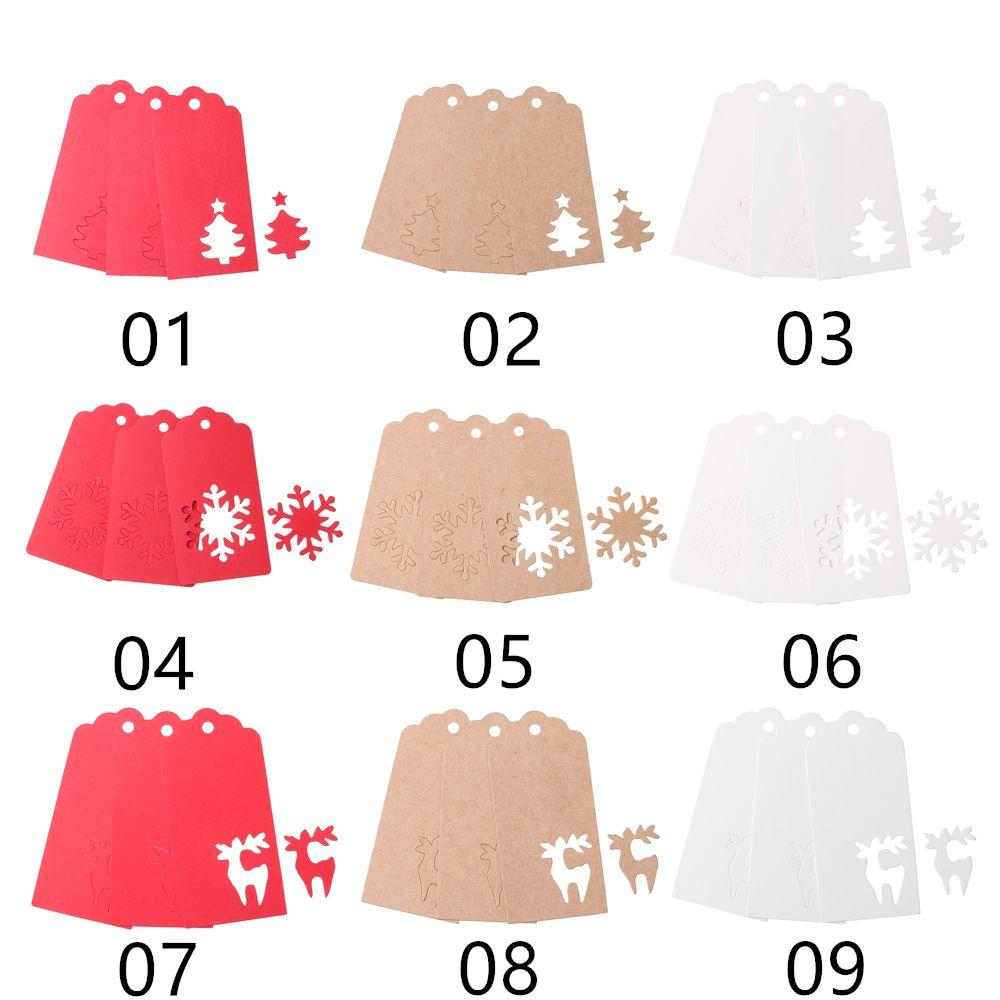 50pcs DIY Crafts Xmas Tree Hanging Christmas Card Label Kraft Paper Tags Thanks Tag Snowflake
