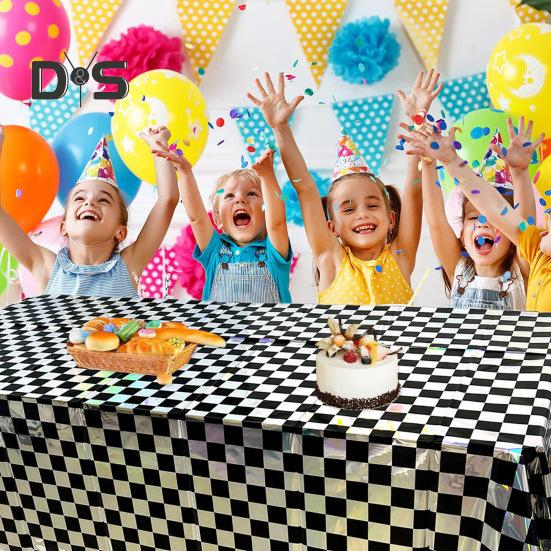 3-pack plastduk skinnende rektangel engangsbordtrekk iriserende festdekorasjoner for piknikcamping