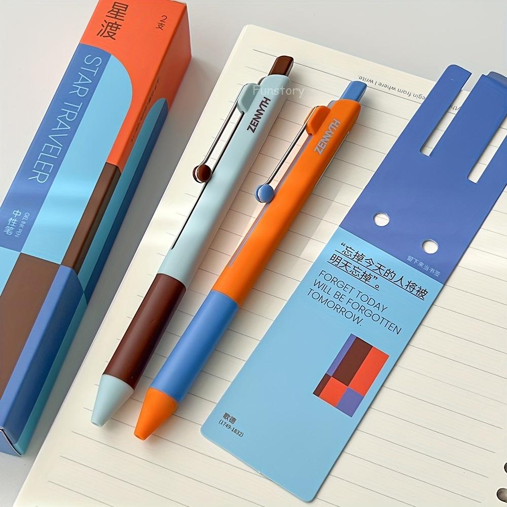 

2 Ultra Minimalist Gel Pens 0.5mm IG Style Highly Aesthetic Quick Drying Pen Premium Grade Fashion Used for Learning Office and Signing Blue Yellow
