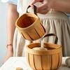 Handwoven Natural Wood Basket with Sturdy Handle Large Capacity for Fruit Vegetable Kitchen Storage Holder