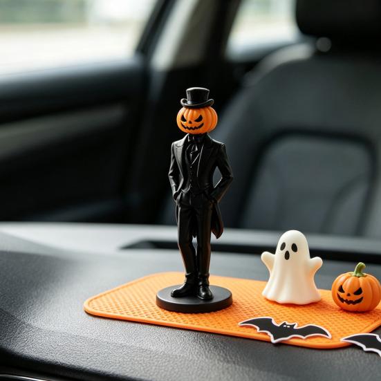 Horror Retro Desktop Decor Pumpkin Gentleman Figurine, Halloween Head Man Statue, Spooky Figurine 3D Printed Ornament for Shelf Mantel Tabletop Statue