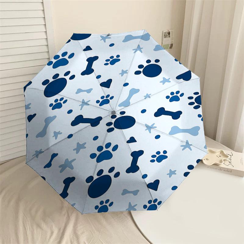

1PC paw print bone Umbrella-8-Rib Reinforced, Automatic Open, Lightweight & Durable, Cute Fashion Accessory for Outdoor-W9280