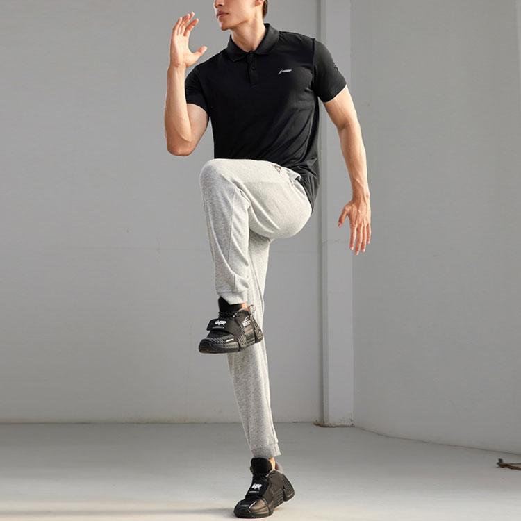 Li-Ning Quick-Dry Solid Color Breathable Short Sleeve Polo Shirt Men tops Black APLQ249-5