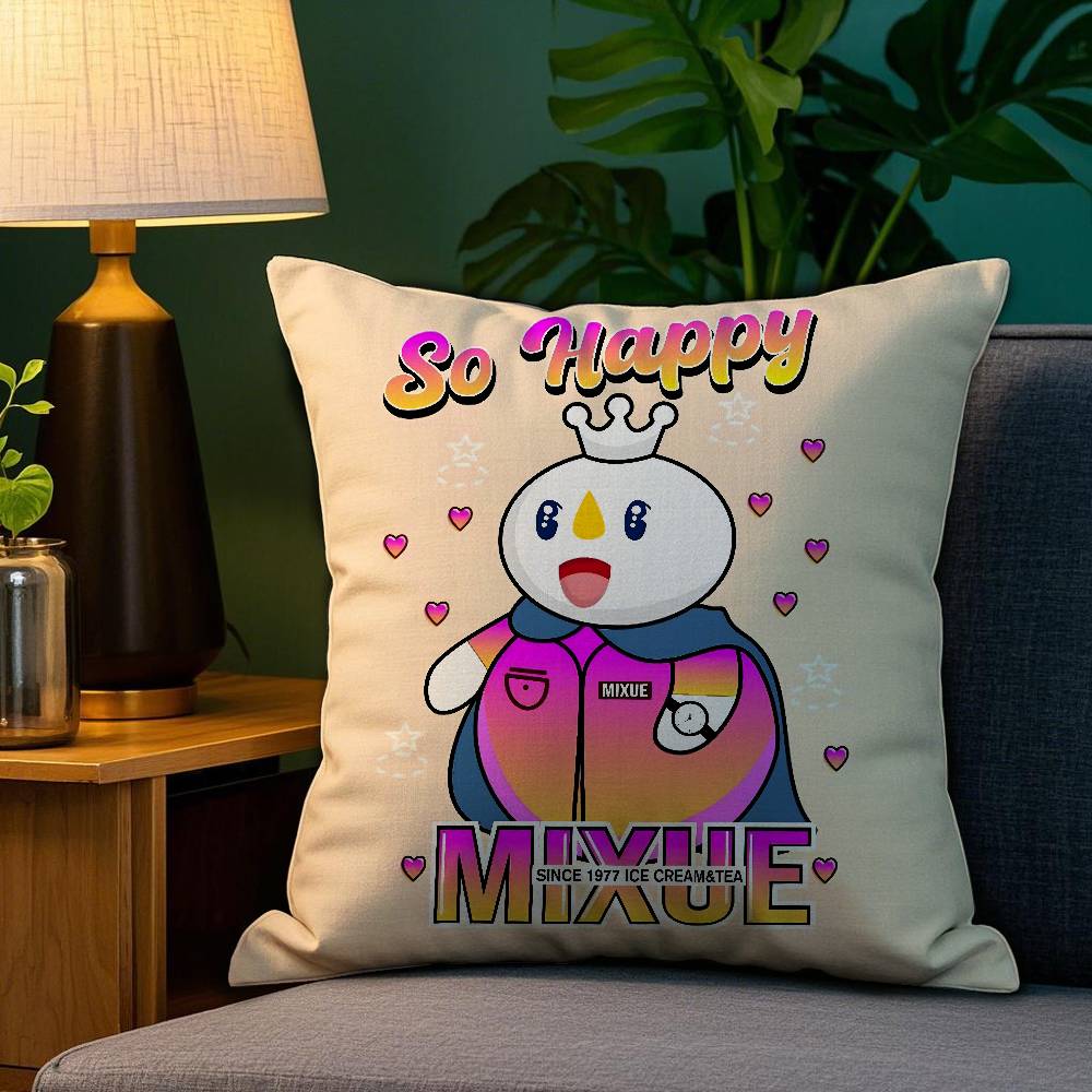 

MIXUE Мороженое и Чай Наволочка Плюшевая Ткань Мягкая Двусторонняя Печать Наволочка для Подушки Дивана Наволочки для Декоративных Подушек 12x12Inch