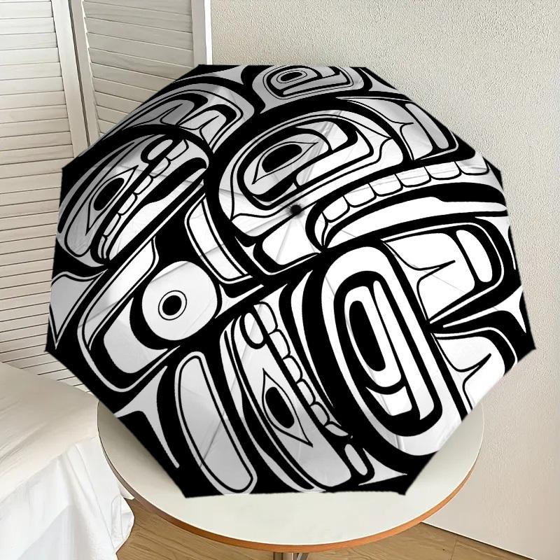 Native American Totem Pole Inspired Umbrella: A Unique Blend of Art and Functionality - Perfect for Outdoor Adventures, Travel Essentials 045