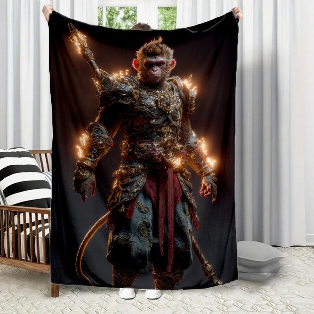 

Battle God and Buddha Theme Flannel printed blanket suitable for all seasons suitable for living room office sofa and travel 75x100cm