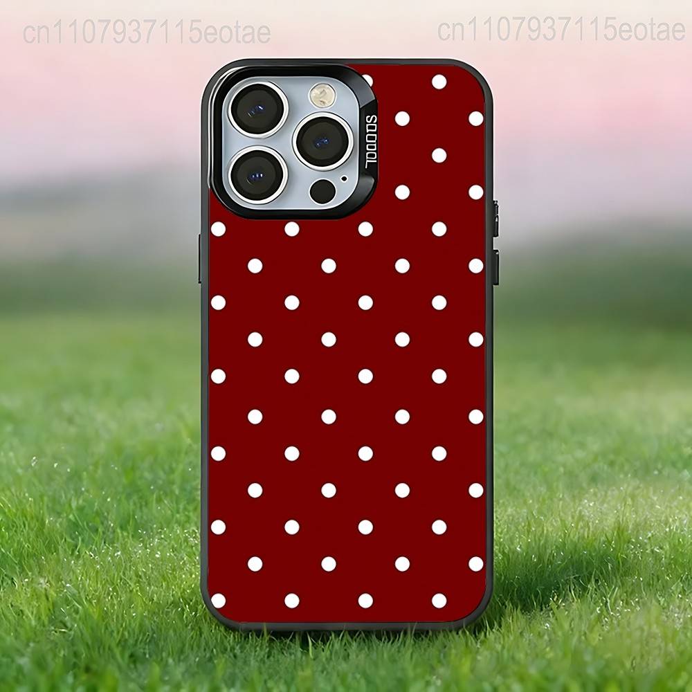 

INS Brown Red Polka Dots Phone Case For iPhone 17,16,15,14,13,12,11,Pro,Max,Plus,E,Air,Mini Anti Fall Black Bumper iPhone12PRO