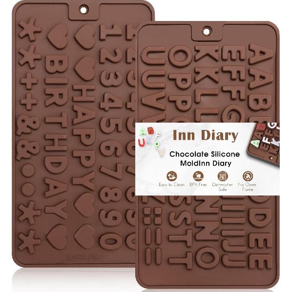 Silicone Letter Mold and Number Chocolate Molds with Happy Birthday Cake Decorations Symbols 2pcs