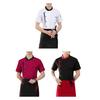 Kochuniform Schürze Set Stehkragen Kurzarm Atmungsaktive Küchenjacke mit Mehrzwecktaschen Design Patchwork Farbe Küchenpersonal