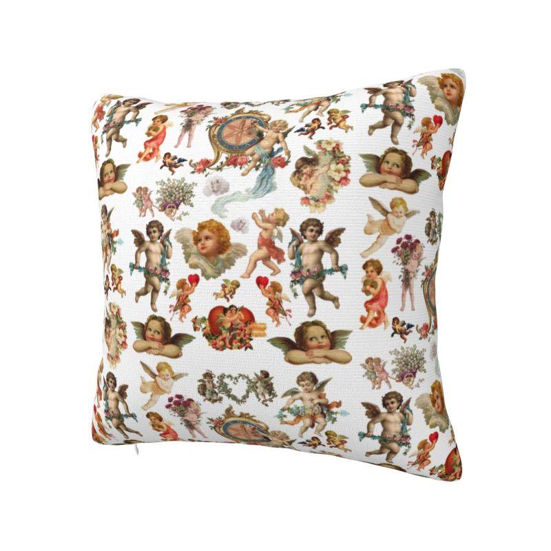 Custom Cute Angels Nordic Throw Pillow Cover Living Room Decoration Aesthetic Renaissance Flowers Cushions for Sofa