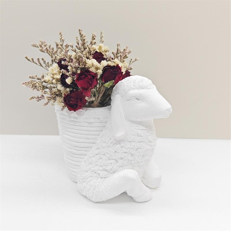Adorable Succulent Flower Pots Mold Decorative Cartoon Sheep Silicone Ornament Mold For Succulent Planters And Pens