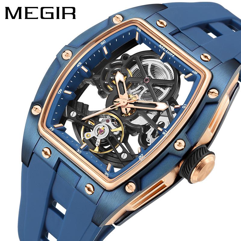 MEGIR 2242 Men's Waterproof Barrel-Shaped Mechanical Sports Watch