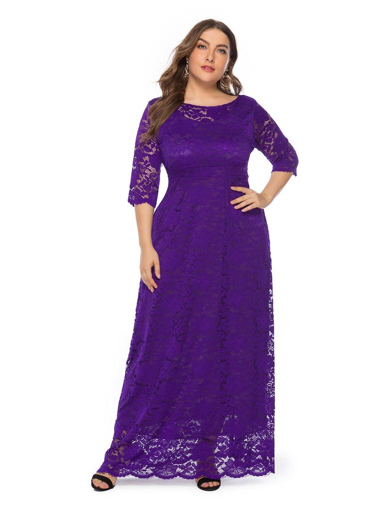 Damen Abend- & Brautjungfernkleid in Übergröße mit Spitze und Tasche, Neu für 2025