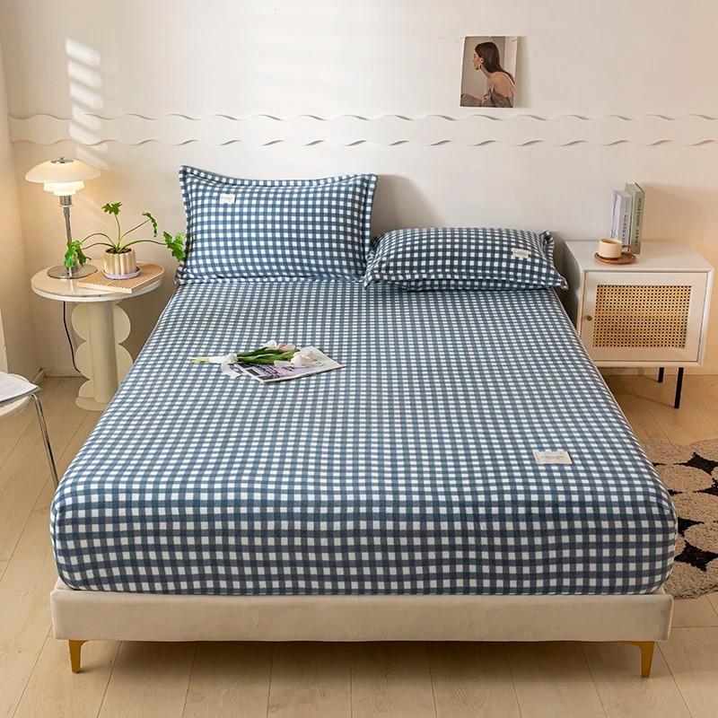 High-quality Soft Velvet Fitted Sheet with Elastic Bands Non Slip Adjustable Mattress Covers for Single Double King Queen Bed 160x200cm