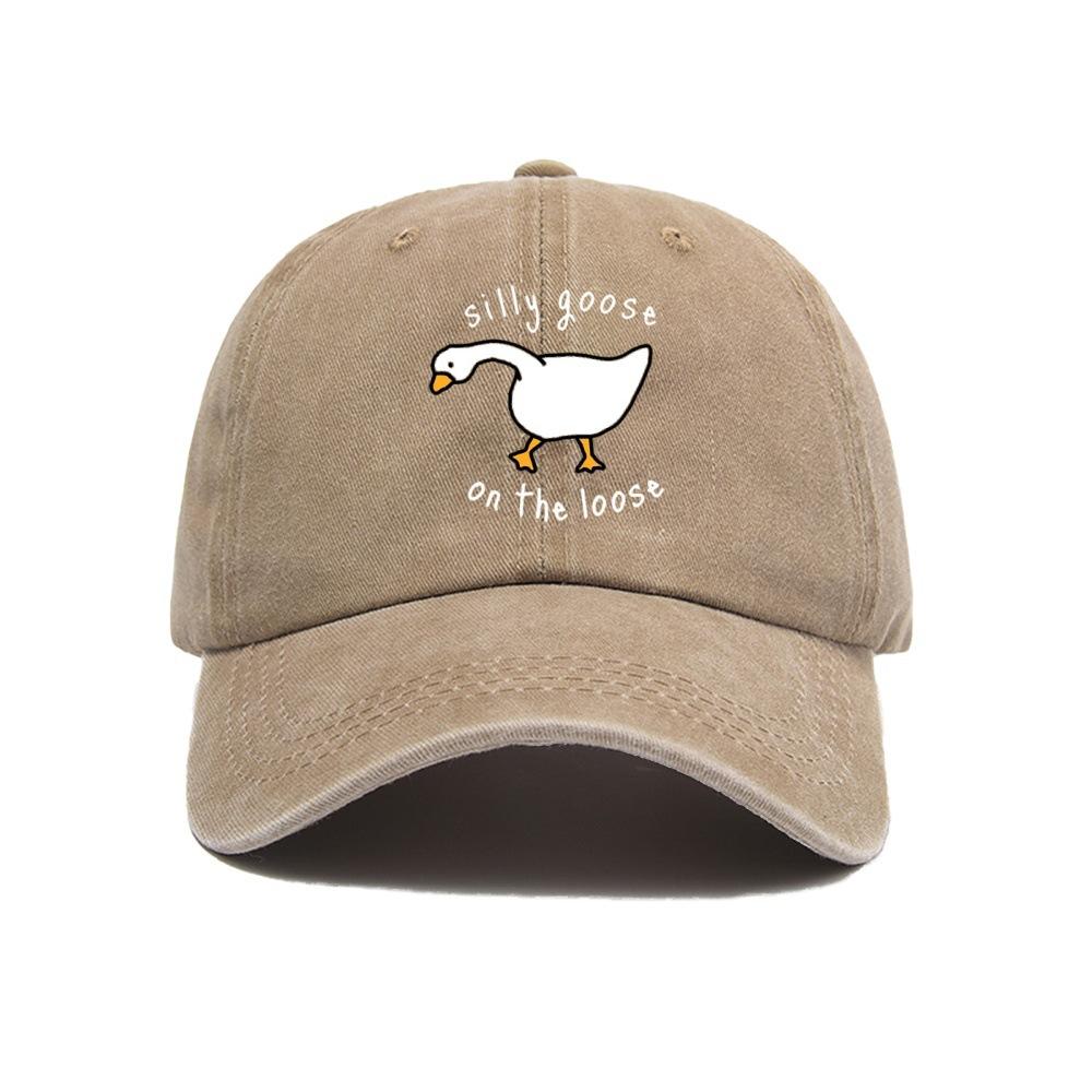 Große Gans Aufdruck Baseballkappe für Männer und Frauen, Kleine Frische Weiche Kappe mit Entenschnabel, Sonnenschutzmütze, Outdoor Sonnenschutz
