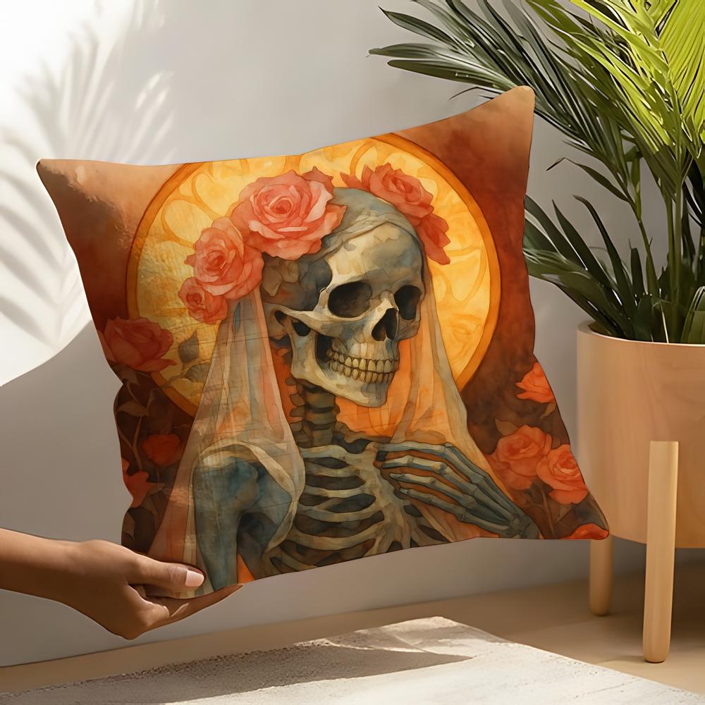 Festival Day Of The Dead Art 4 Pillow Case Linen Cushion Covers For Decorative Sofa Home Pillows Case Car Chair Pillows Cases