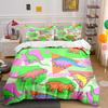 Colorful Cartoon Dinosaur Background Pattern Duvet Cover Set Digital Print Polyester Bedding with Zipper Closur for kids gifts