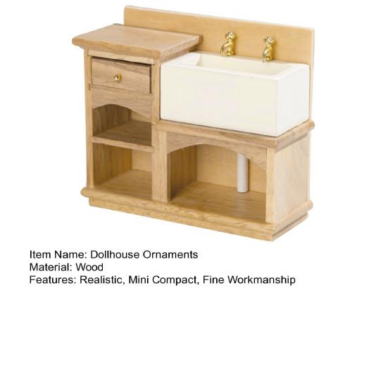 Miniaturní nábytek 1/12 domečku pro panenky Realistická scéna do koupelny Mini Kompaktní jemné zpracování Dřevěný umyvadlo