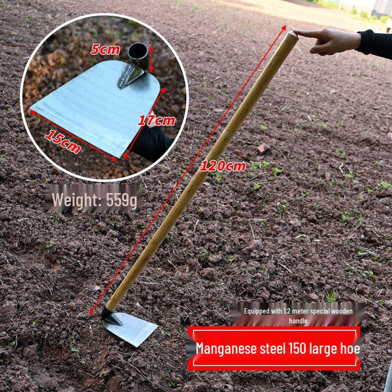 Traditional Thickened Manganese Steel Hoe for Weeding, Planting, and Soil Loosening