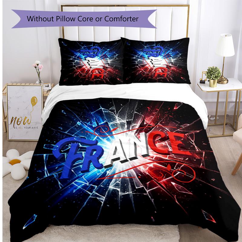 France Football Printed Bedding 3 Piece Set Cozy Breathable Bed Cover Set as Housewarming Holiday Gift