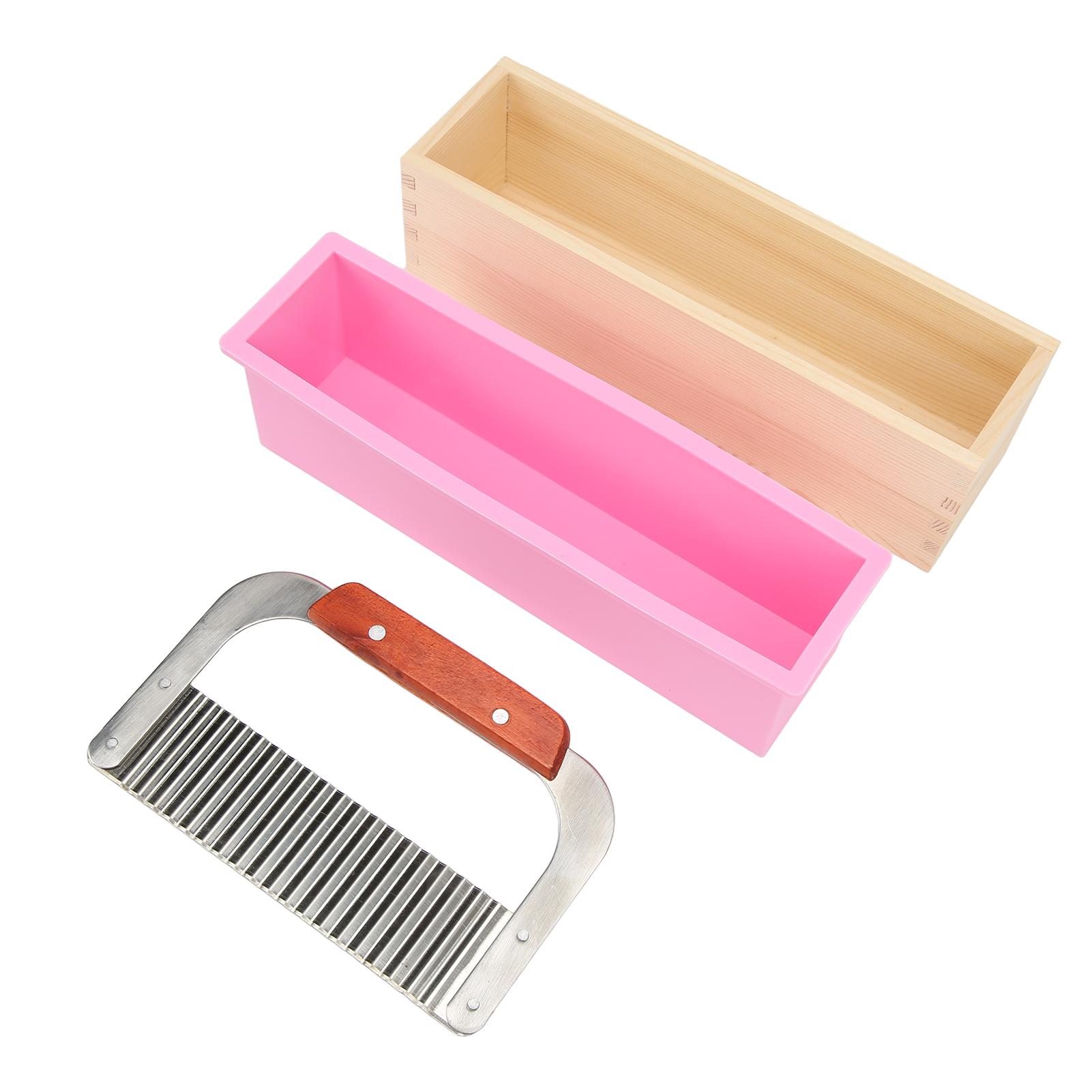 

Wooden Loaf Soap Cutter Mold with 1 Pc Silicone Mold 1 Pc Wave Soap Cutter Soap Cutter for Beginners for DIY Soap