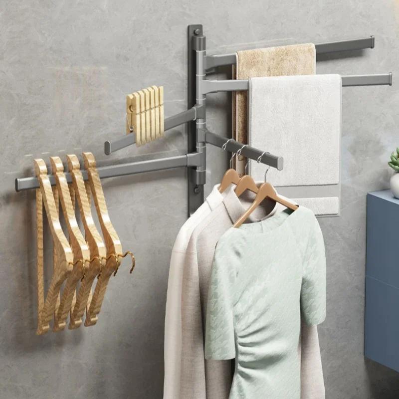 Wall Mounted Metal Towel Rack Swivel Swinging Towel Holder With Hook Space Saving Towel Bars Bathroom Storage Accessory For Home