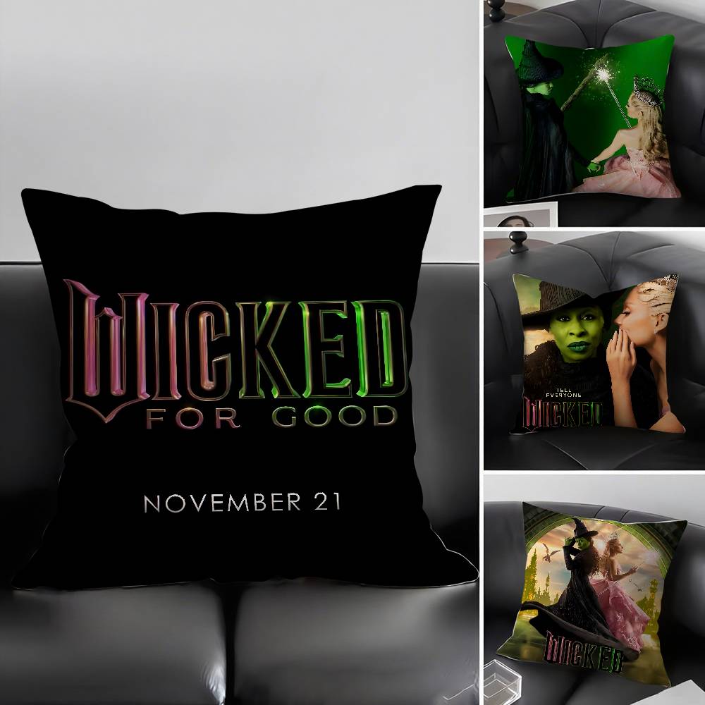 W-Wicked Part One Movie Pillow Case Home Dorm Chair Back Short Plush Double-Sided Printing Office Nap Time Cushion Cover
