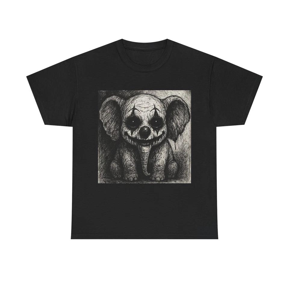 Unisex Adult T Shirt Macabre Elephant Clown Makeup Horror Ink Art L