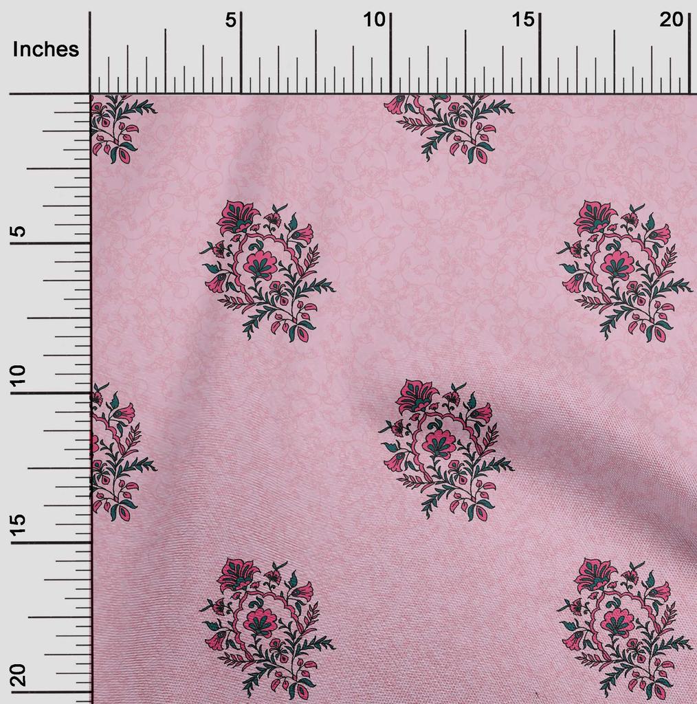 oneOone Cotton Flex Light Gray Fabric Leaves & Floral Block Dress Material Fabric Print Fabric By The Yard 40 Inch