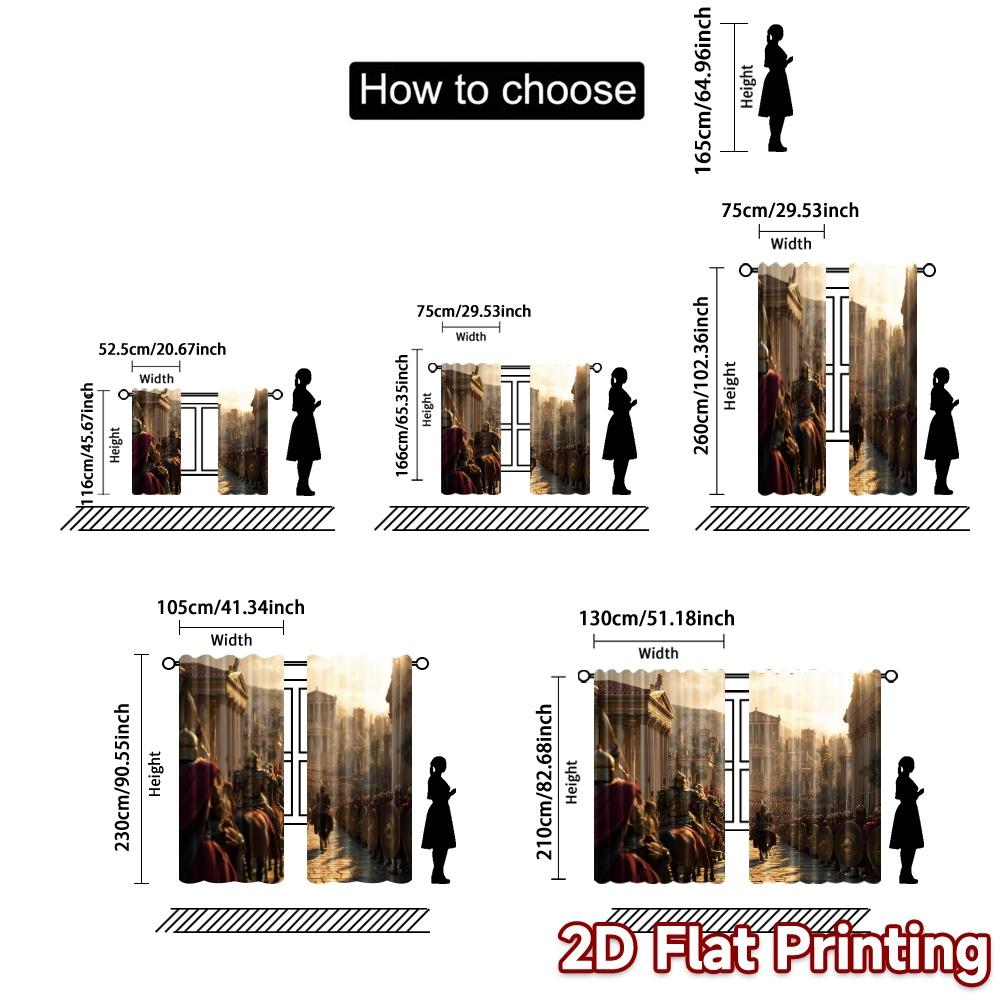 2pcs, 2D FLAT PRINTING Curtains (Without Rod) RomanTriumph Popular Contemporary Curtains Versatile Polyester Curtains All