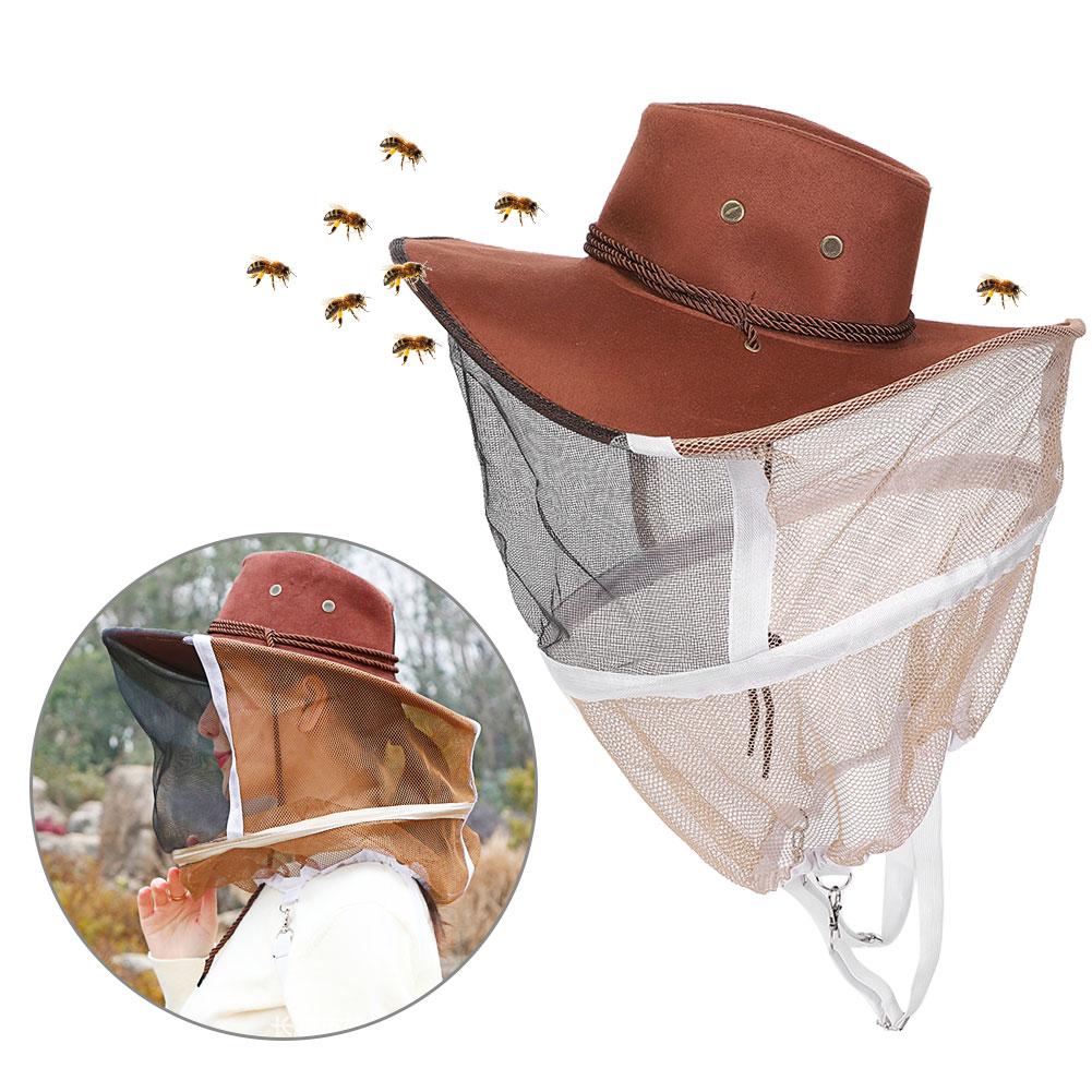 Cowboy Brown Red 360 degrees  Safe Protection Anti Bee Stinging Mosquito Biting Beekeeper Protective Hat