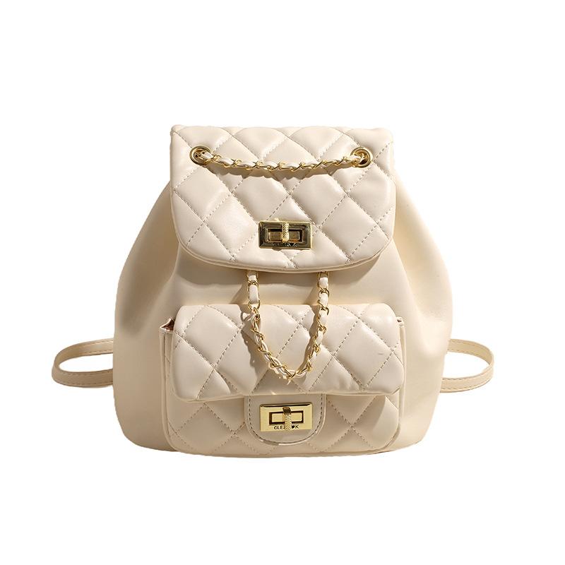 Rucksack Damen 2025 Rhombus Premium Studenten Schultasche Handtasche Texturierter Kleiner Rucksack