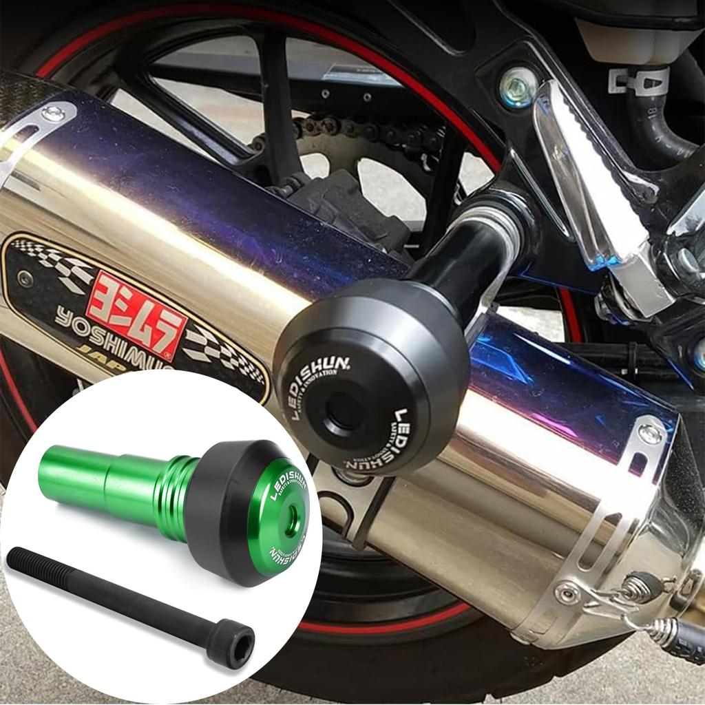 CNC Aluminum Motorcycle Muffler Slider for Yamaha YZF R15 V2 V3 V4, MT-03, YZF-R3 YZF-R25, YZF R6, FZ1N FAZER, FZ8N FZ8S, FZ-S 150/FZ-X 150 (Green)