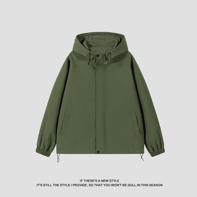 Spring and Autumn Hooded Jacket Men's Korean Style Casual Hong Kong Style Loose Couple Trench Coat Waterproof Jacket