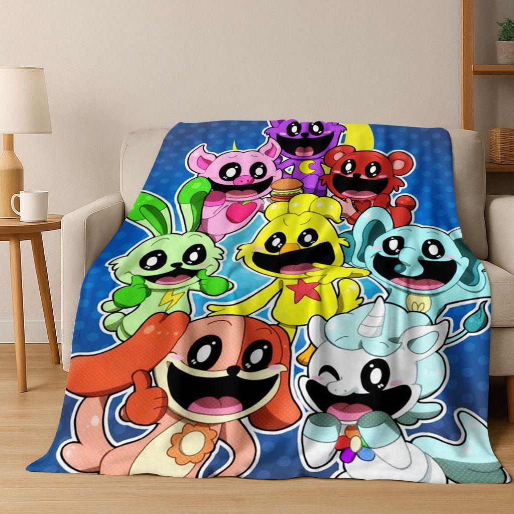 Cartoon S-Smiling C-Critters Craftycorn Catnap Art Flannel Blanket,Cozy Soft Throw Blanket for Home Bedroom Bed Sofa Cover Gift