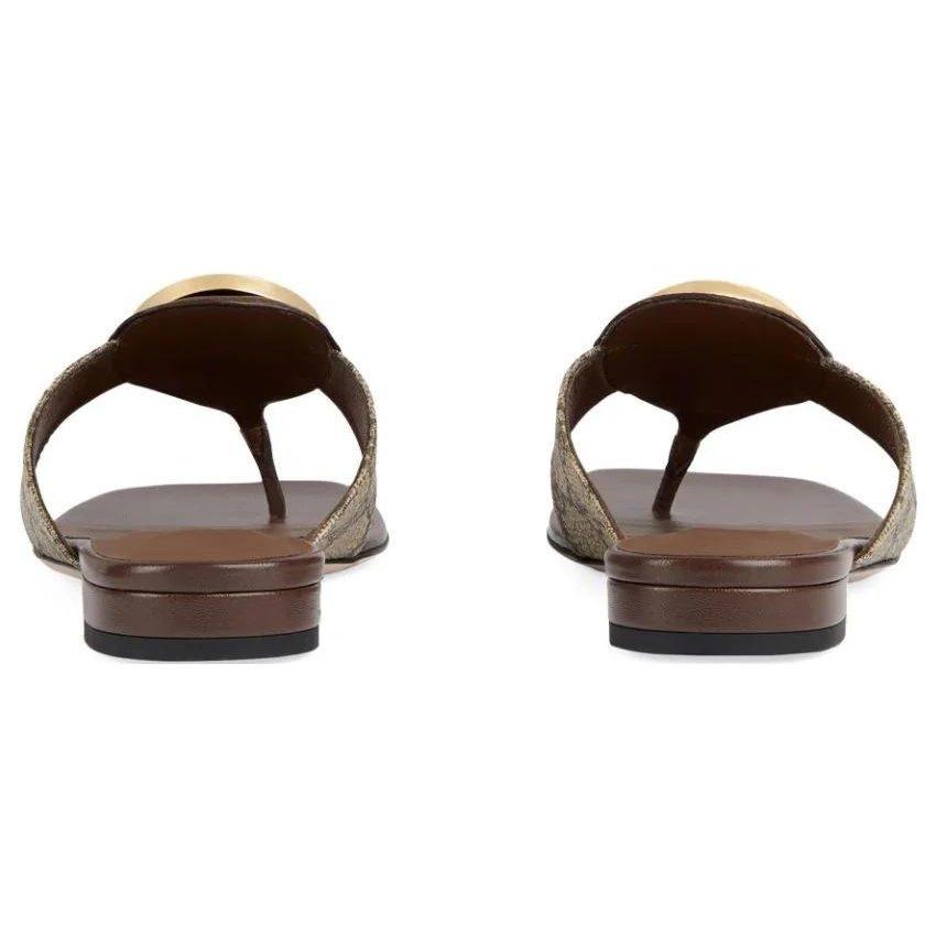 Gucci Blondie Thong Canvas Sandals Ebony Women's 752659 9I650 9769
