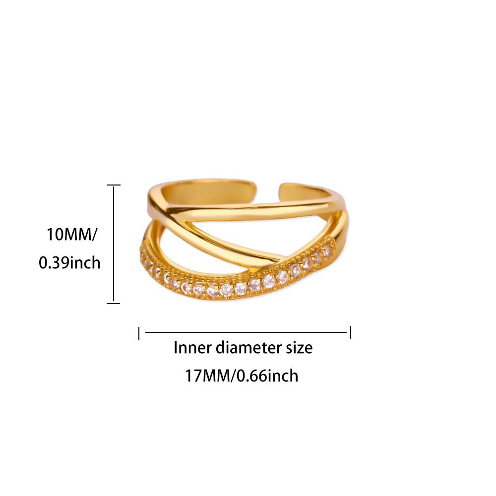 Zircon Cross Ring For Women Punk Stainless Steel Gold Color Adjustable Ring 2025 New Luxury Fashion Wedding Couple Zircon Gifts