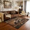 Erosebridal Farmhouse Deer Area Rug 5x7 for Living Room Camo Woodland Hunting Rugs for Bedroom Rustic Cabin Carpet Non Slip Wildlife Animal