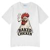 Baked Chicken Smoking Funny Meme Graphic T Shirts Unisex Unisex Cotton Tee Tops Fashion Oversized Short Sleeve Tshirt Streetwears