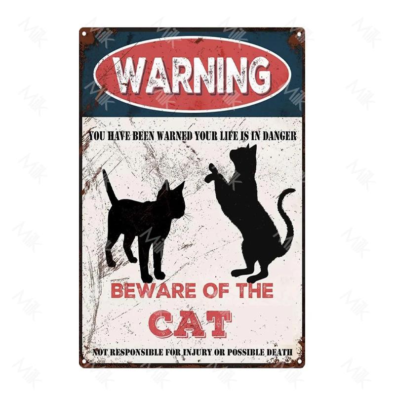

Beware of Cat Sign - Aluminum - Cat Door Signs - Attack Cat Sign - Cute Cats Warning Decor Signs for Cat Kitty Lovers Home Room 20x30cm（7.8x11.8inch）