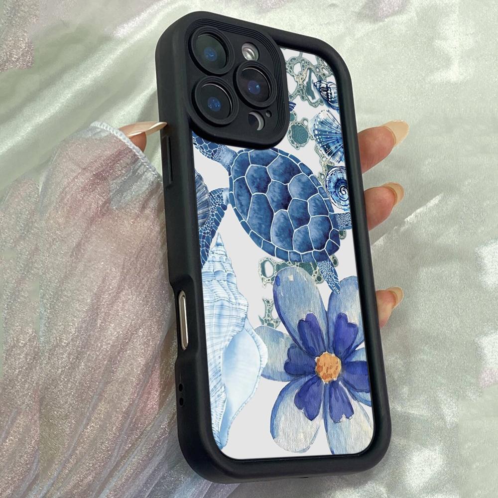 JT100 Blue Starfish Turtle for iPhone 17 16 15 14 Pro Max Samsung S26 S25 S24 Ultra A17 A16 A07 A56 A06 Xiaomi 15T Redmi 14C 15c Note 14 Soft TPU Case