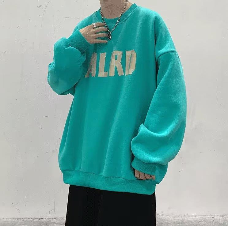 Men's Trendy Spring & Fall Crew Neck Sweatshirt - Hong Kong Style Loose Fit, Versatile, High Street Fashion.