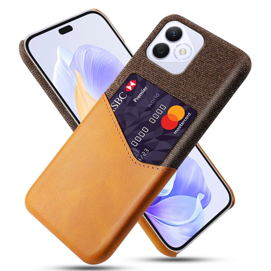 For Honor X60i 5G Case Cloth Texture PU Leather Hard PC Card Slot Phone Cover