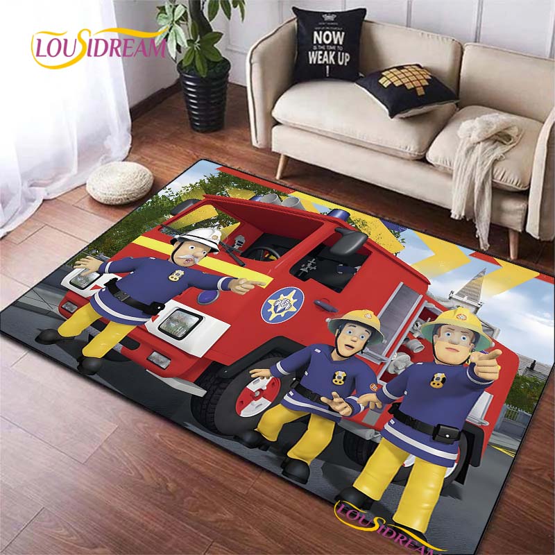 British Classic Animated Fireman Sam Carpet for Living Room Bedroom Area Rugs Kitchen Door Kids un-slip floor Mats birthday gift