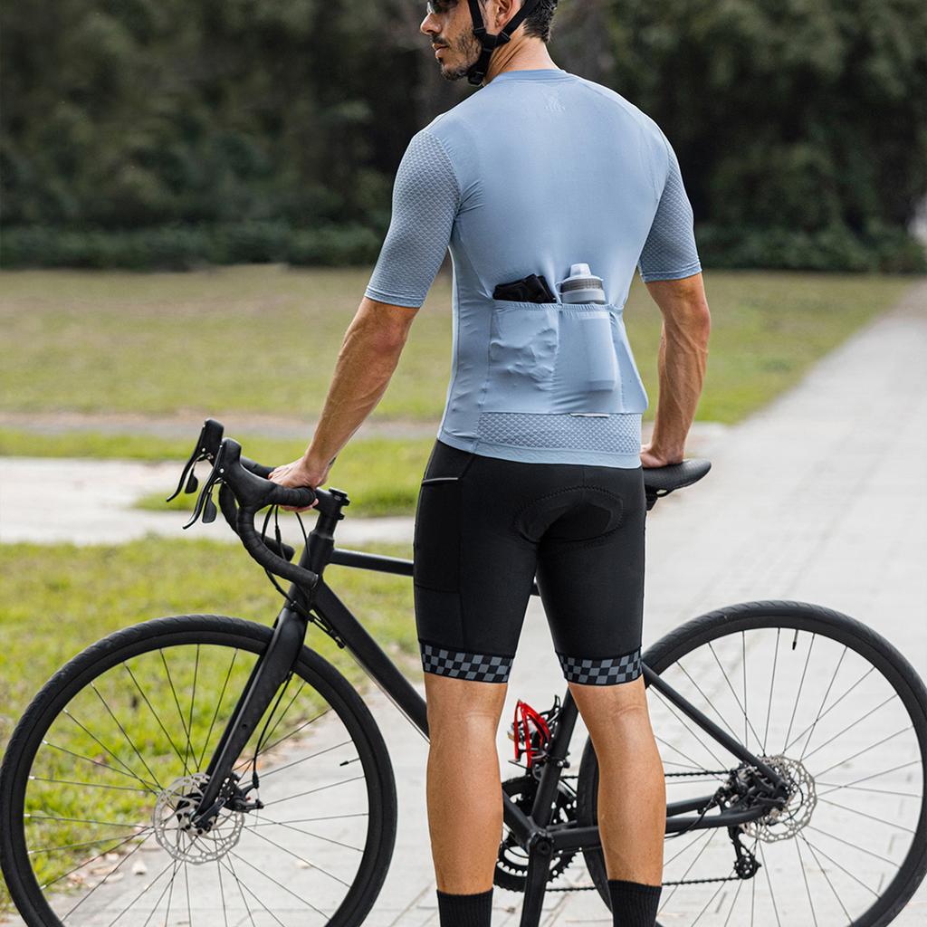 Men s Padded Bike Shorts Cycling Shorts with Easy Access Pockets Quick Dry Breathable Tight Elastic Shorts Grey M
