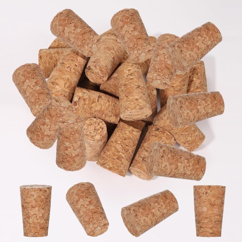 

25 Pack Natural Soft Wood Corks, Tapered Cork Wooden Beer Bottle Stopper for Wine Making Craft 25pcs