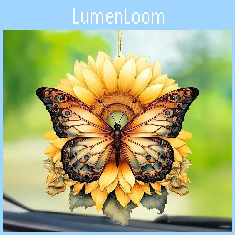 New Acrylic Sunflower Butterfly Hanging Ornament Perfect For Car Interior Decoration