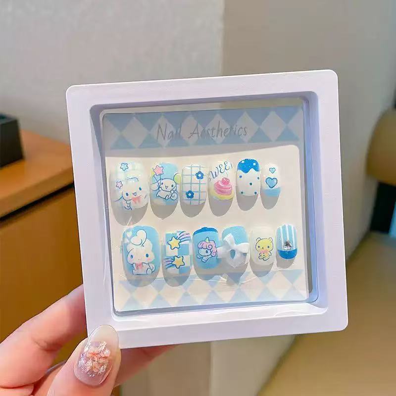 

Kids Nail Set Kawaii My Melody Kuromi Cinnamoroll Detachable Animation Nail Nail Gift For Kidss For For Little Gir