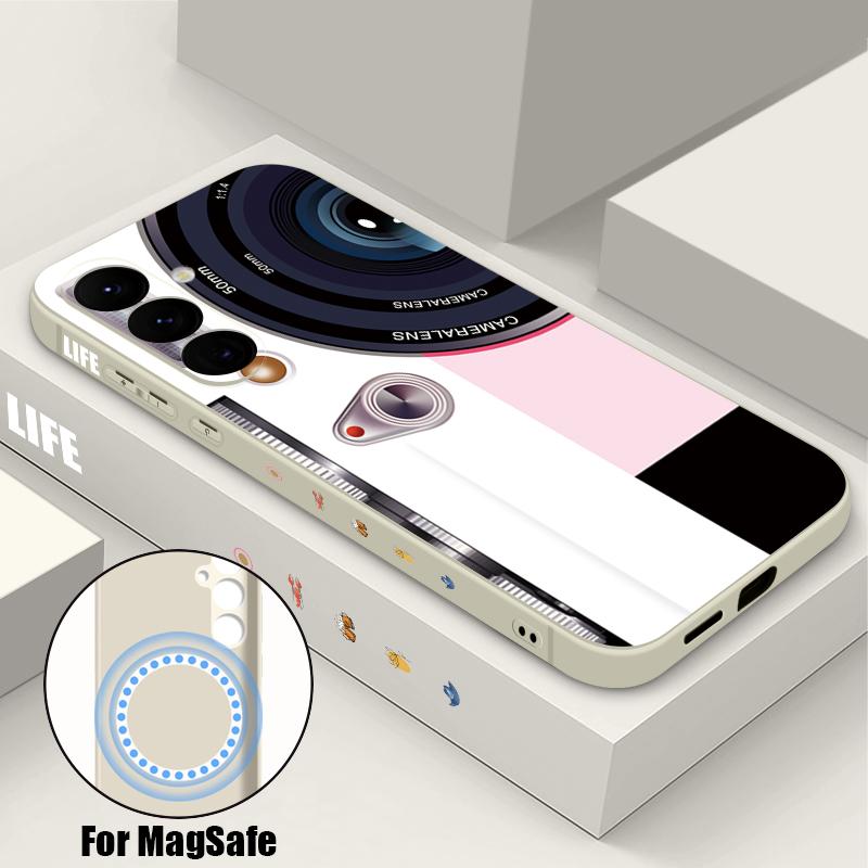Creative Pattern Phone Case For Samsung Galaxy S26 Ultra S25 FE S24 S23 S22 Plus S21 FE Built-in Metal Plate Magnetic Silicone Cover